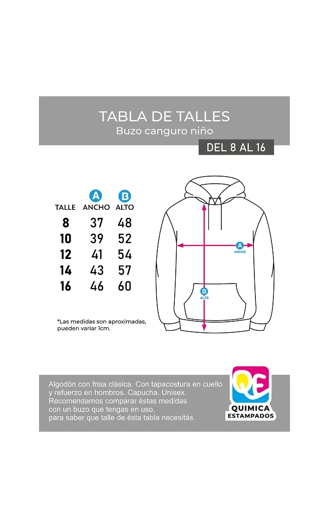 Tabla de talles niño